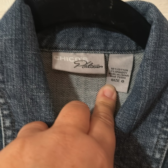 COPY - Chicos Platinum Denim Jean Women's Jacket Blue Stretch Size 0 - Picture 2 of 11